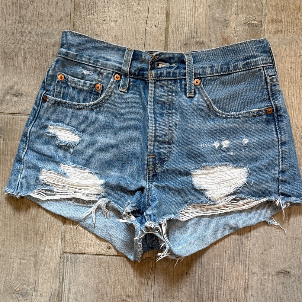 Levi's Blue Distressed Jean Shorts size 25